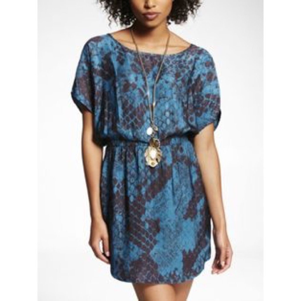 Express Teal Snake Pattern Mini Dress